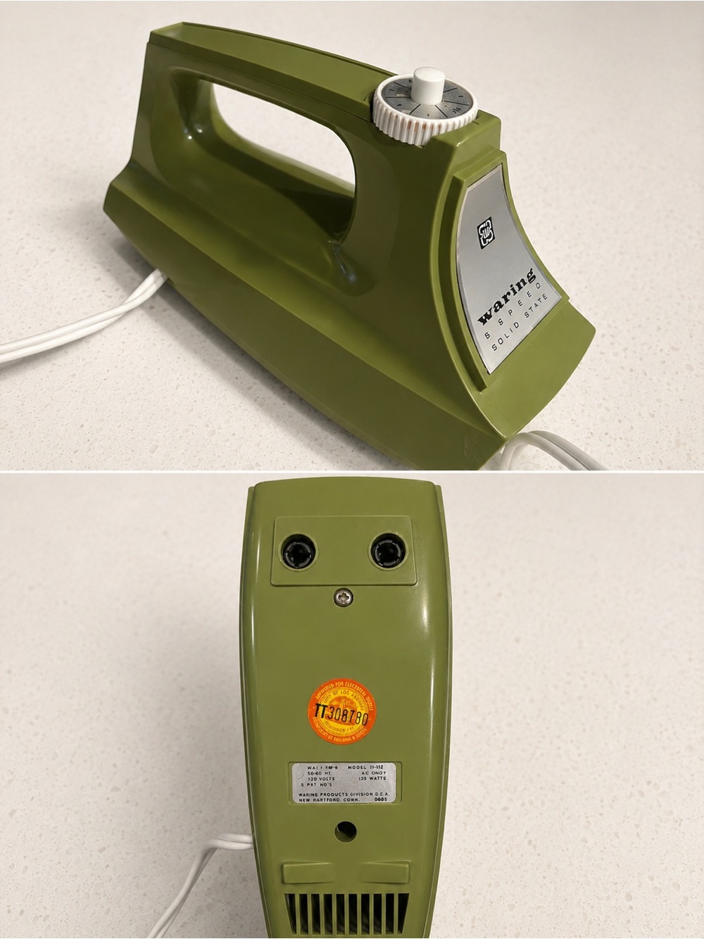 Warning vintage Olive 6 speed Green Handheld mixer